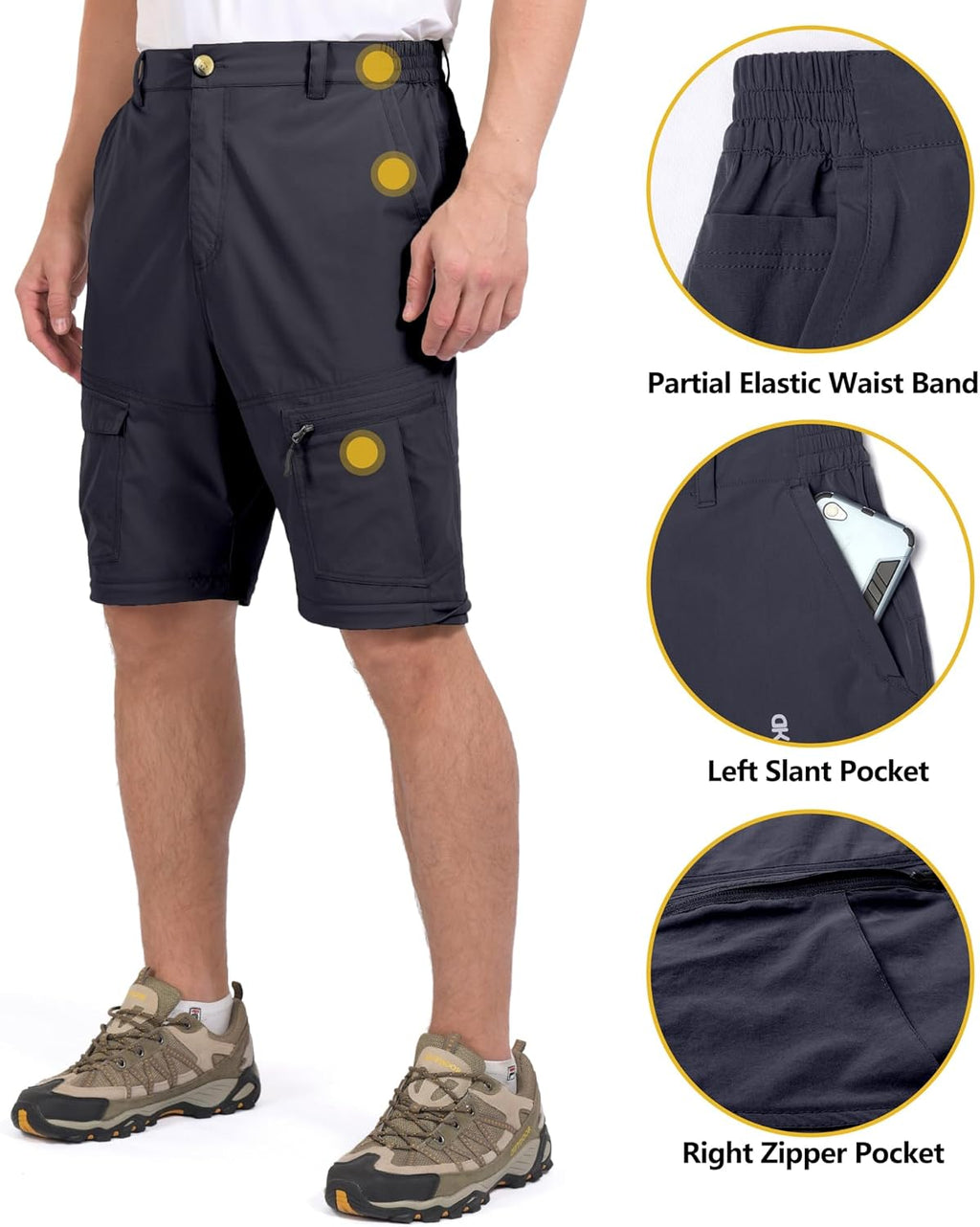 Little Donkey Andy Men's Stretch Convertible Pants, Zip-Off Quick-Dry Hiking Pants, UV Protection, Lightweight