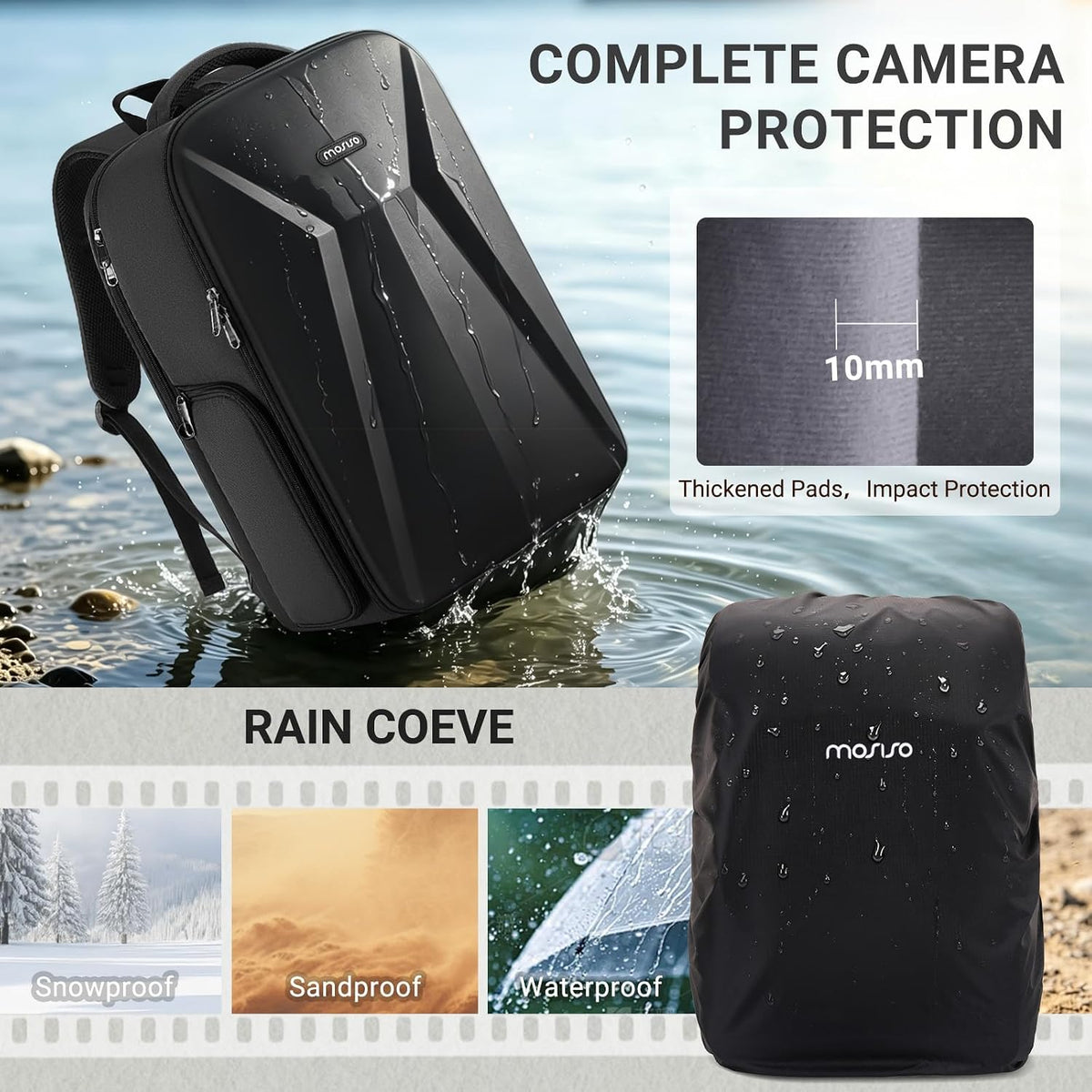 MOSISO Camera Backpack,Photography Camera Bag with Lens Pouch,Black