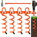4 Pack Heavy Duty Spiral Ground Anchors with Drill Adapter, 12.4" Screw-in Metal Earth Stakes for Trampolines, Dog Tie Out, Sheds and Tents, Orange