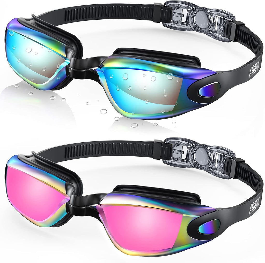 Aegend Swim Goggles 2 Pack for Adult Men Women No Leak with Storage Case
