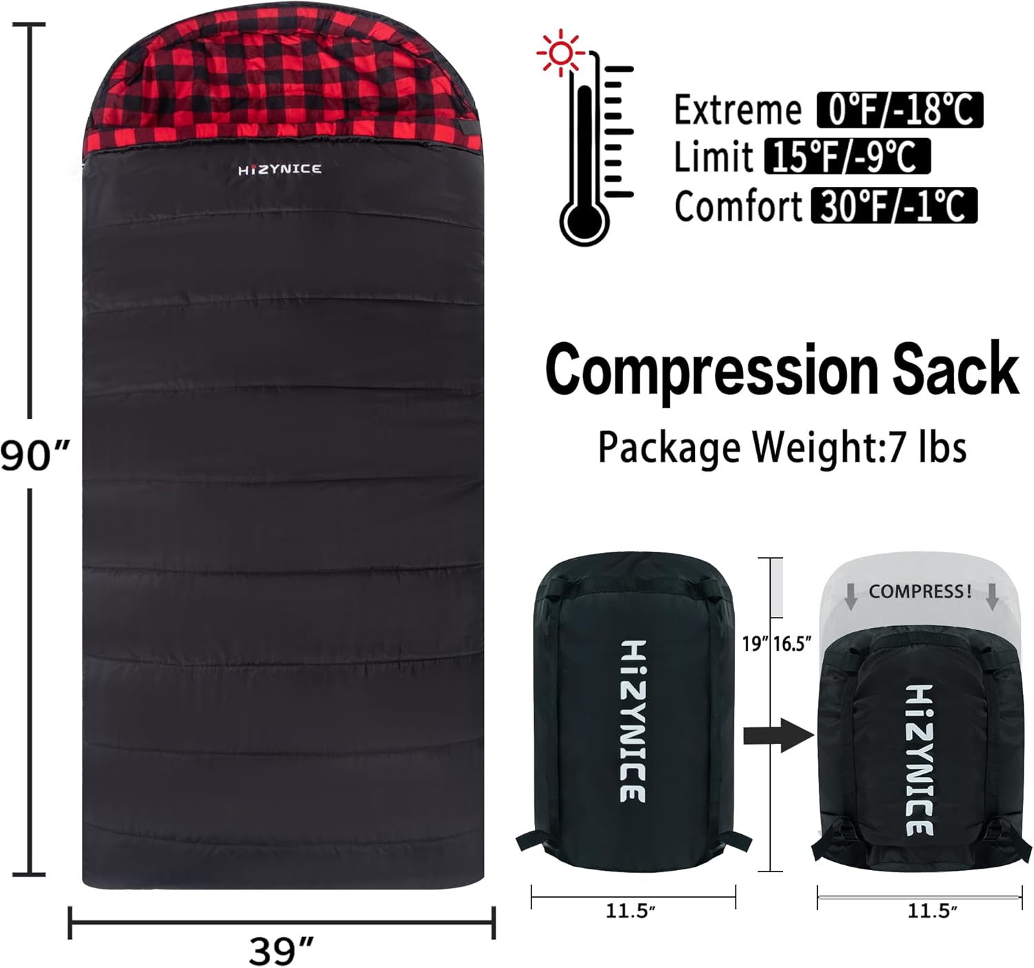 HiZYNICE Sleeping Bags for Adults XXL Cold Weather