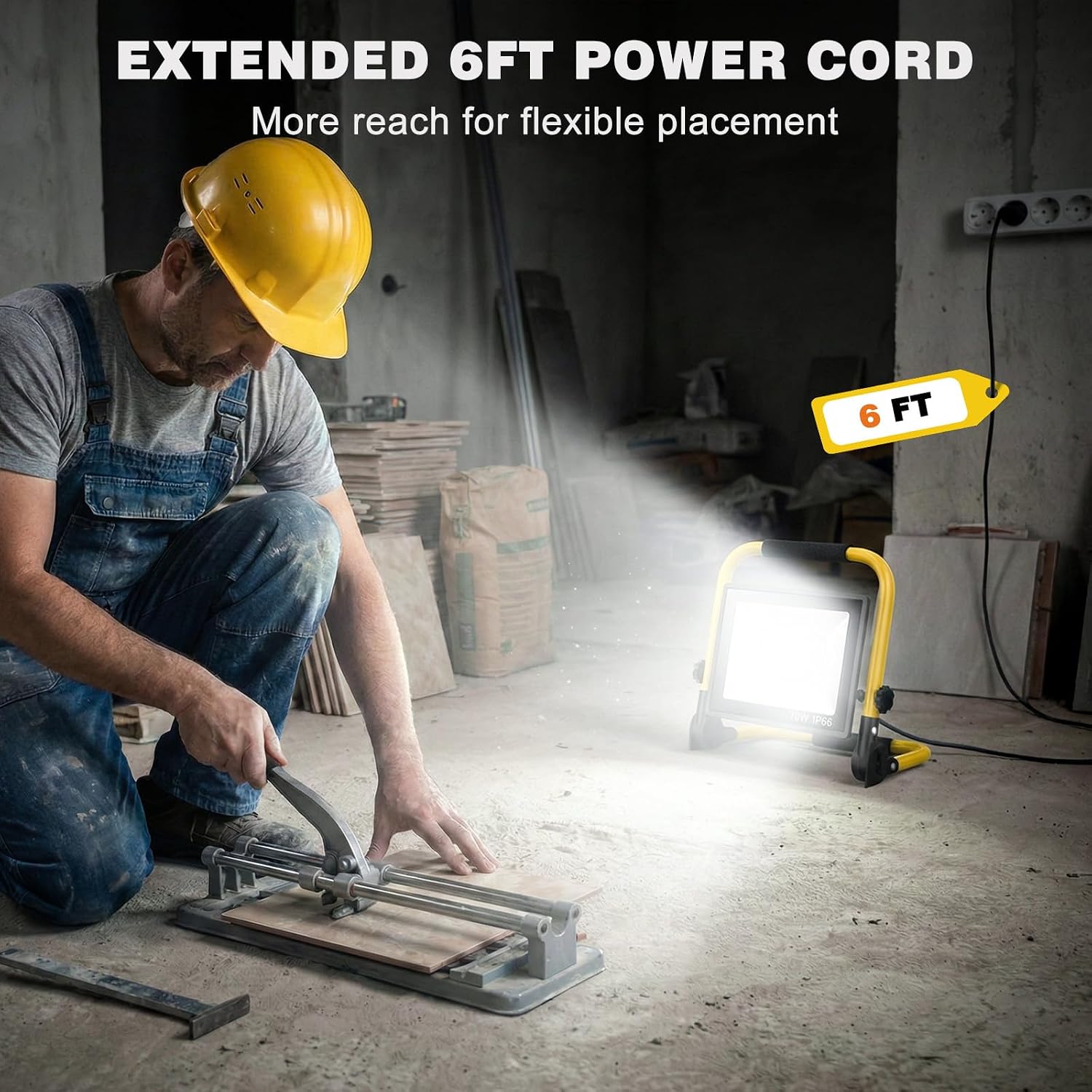 LED Work Light 10000 Lumens, Portable Work Light with Stand, 72 LED COB 6500K, IP66 Waterproof Outdoor Lights, 360° Adjustable Mechanic Light for Garage, Construction, Camping, Shop Lights for Garage