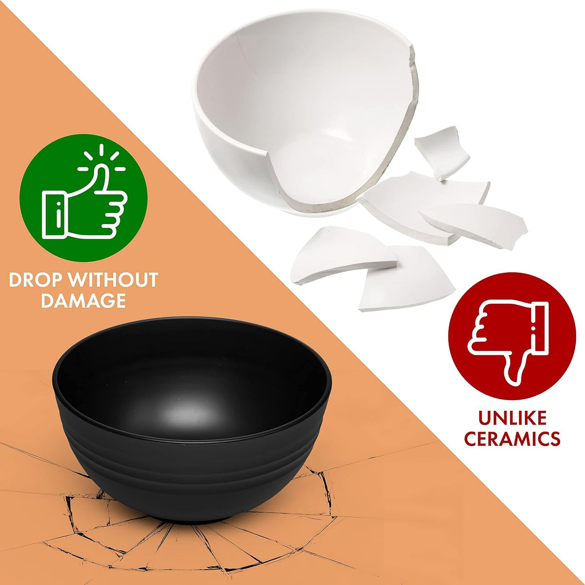FOODLE Wheat Straw Dinnerware Set - RV, Camping, Picnic Plates Cups & Bowls