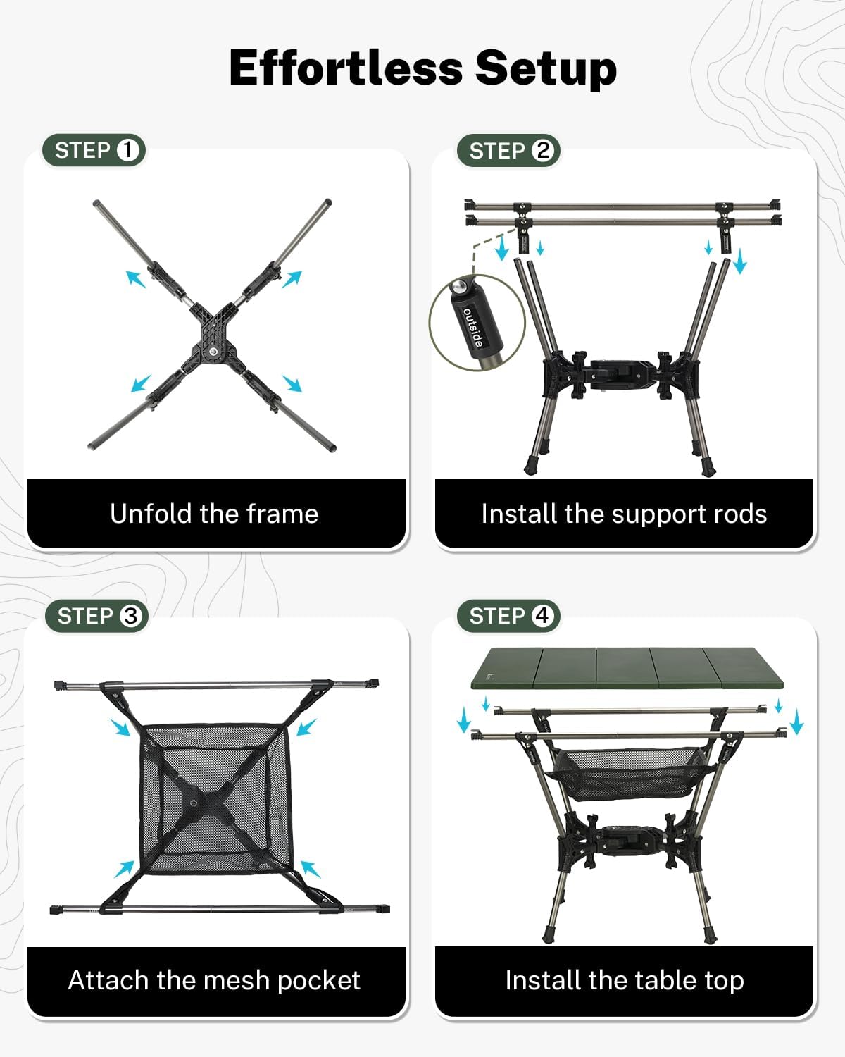 Gonex Foldable Camping Table, Portable Aluminum Roll Up Top Camp Side Table