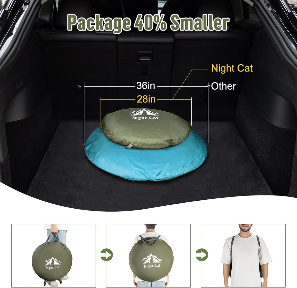 Night Cat Pop-up Camping Tent: 2 to 4 Person Tent Waterproof Instant Easy Setup Family Tent