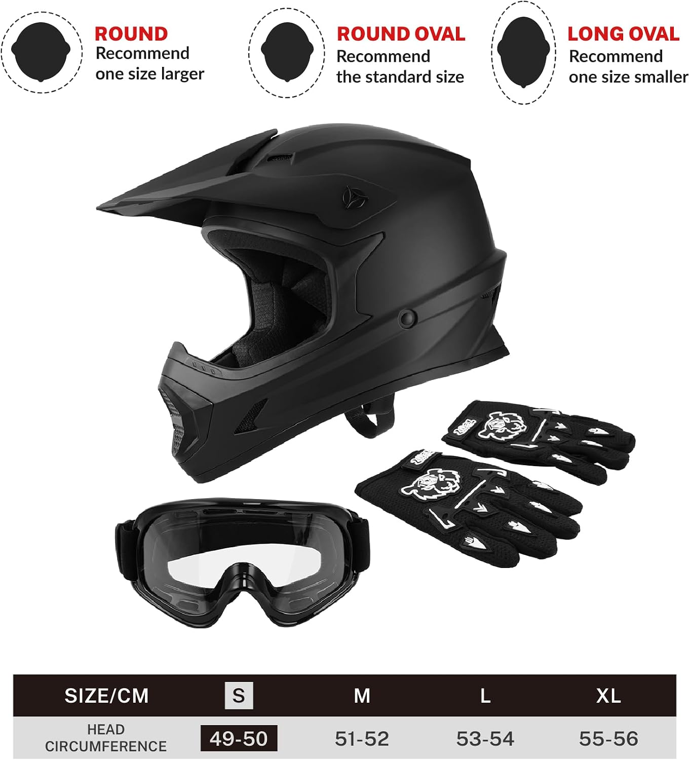 SLMOTO Toddler Full Face Helmet Matte Black Dirt Bike ATV DOT Approved
