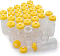 Rolling Sands Reusable Bulk Water Bottles 30 Pack - 24 Oz Sports Water Bottles, USA Made, BPA-Free, Wide Mouth for Easy Cleaning, Break Resistant - Translucent Clear Bottle/Yelow Lid