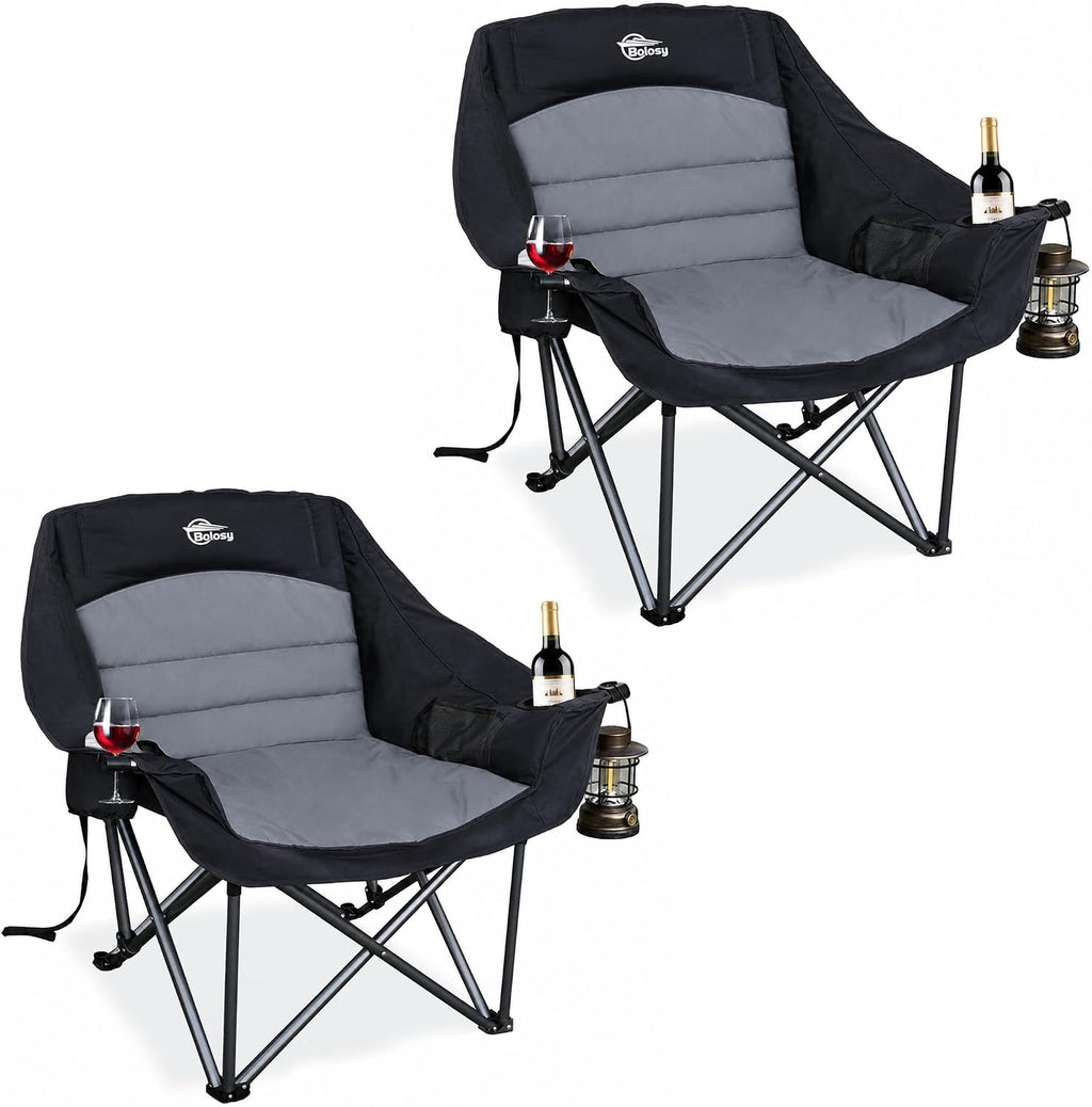 2 Pack Oversized Camping Chairs for Adults Heavy Duty Outdoor Camp Chair
