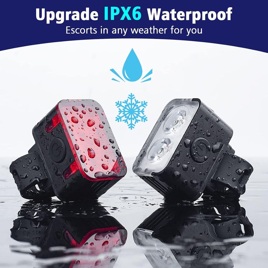 Powerful Rechargeable Bike Light Set - Smart Multi-Modes Ultra Bright Bicycle Front and Rear Lights with Spot & Flood Beams, Waterproof Headlight Taillight Set for Mountain, Road, Kids & City Bicycles
