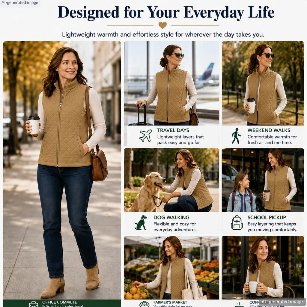 Bienzoe Womens Lightweight Quilted Vest: Warm Daily Layer