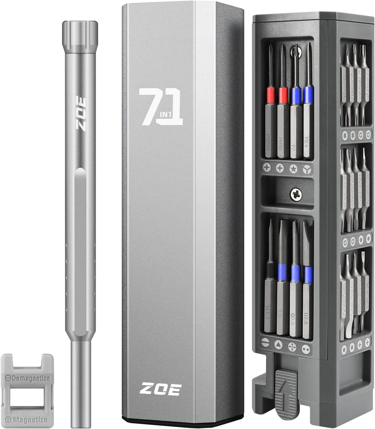 71-in-1 Precision Screwdriver Set with Pop-up Aluminum Alloy Case （Silver）