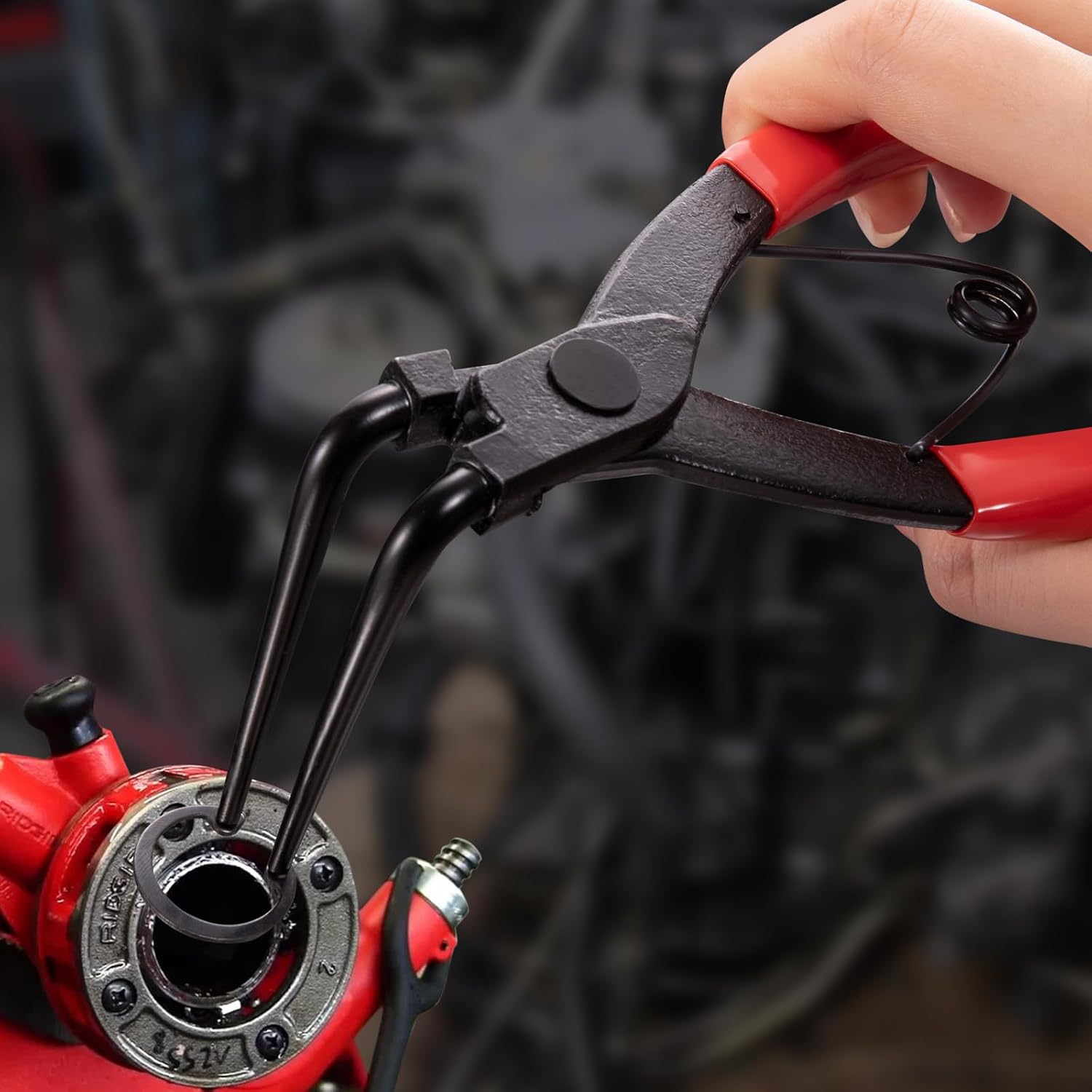 Toolwiz Snap Ring Pliers Heavy Duty, 90 Degree Internal Circlip Pliers, Red