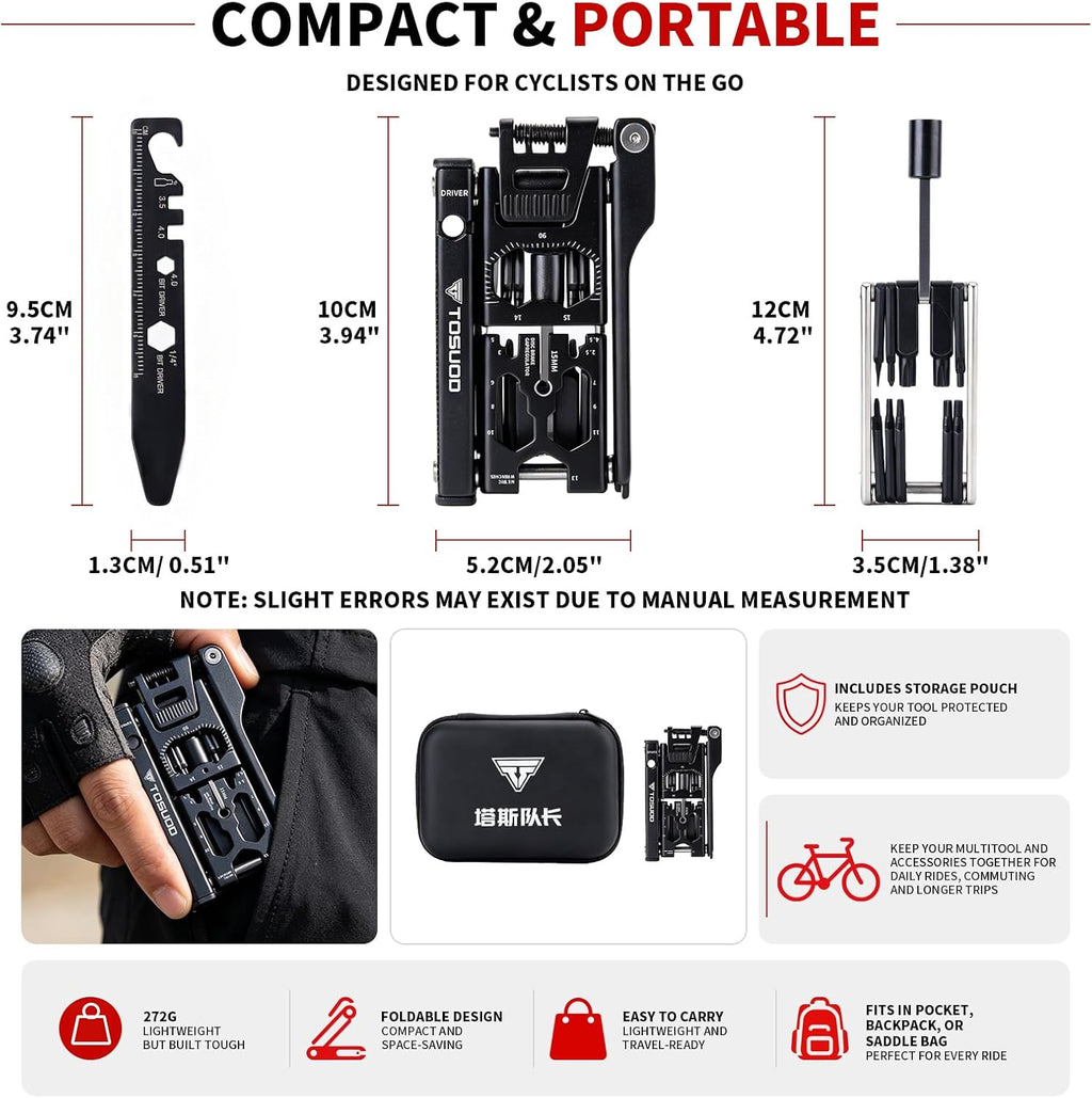 Bike Tool Kit 38-in-1, Bike Multitool with Tire Levers for Road and MTB