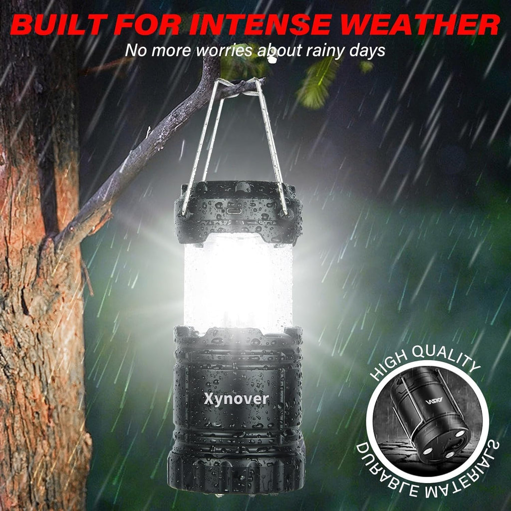 4-Pack Solar Camping Lanterns,Rechargeable LED with USB/Solar/AA Battery,Magnetic Base,Hanging Hook,Collapsible, Waterproof for Emergency, Hiking,Hurricane,Campsites,Lanterns for Power Outages