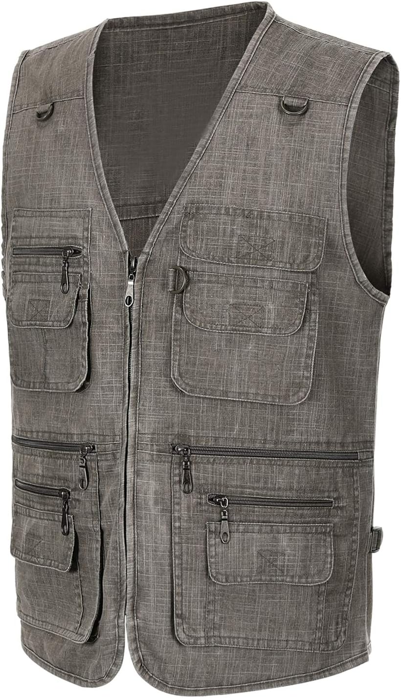 Spanye Mens Outdoor Fishing Vest Safari Travel Photography Vests Jacket Multi Pocket