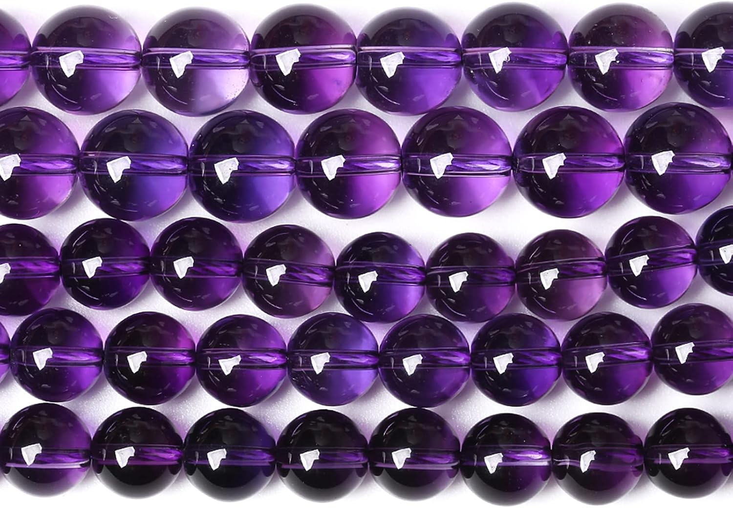 8MM 46PCS Natural Stone Clean Amethyst 3A Grade Crystal Loose Beads for Jewelry Making DIY Bracelet