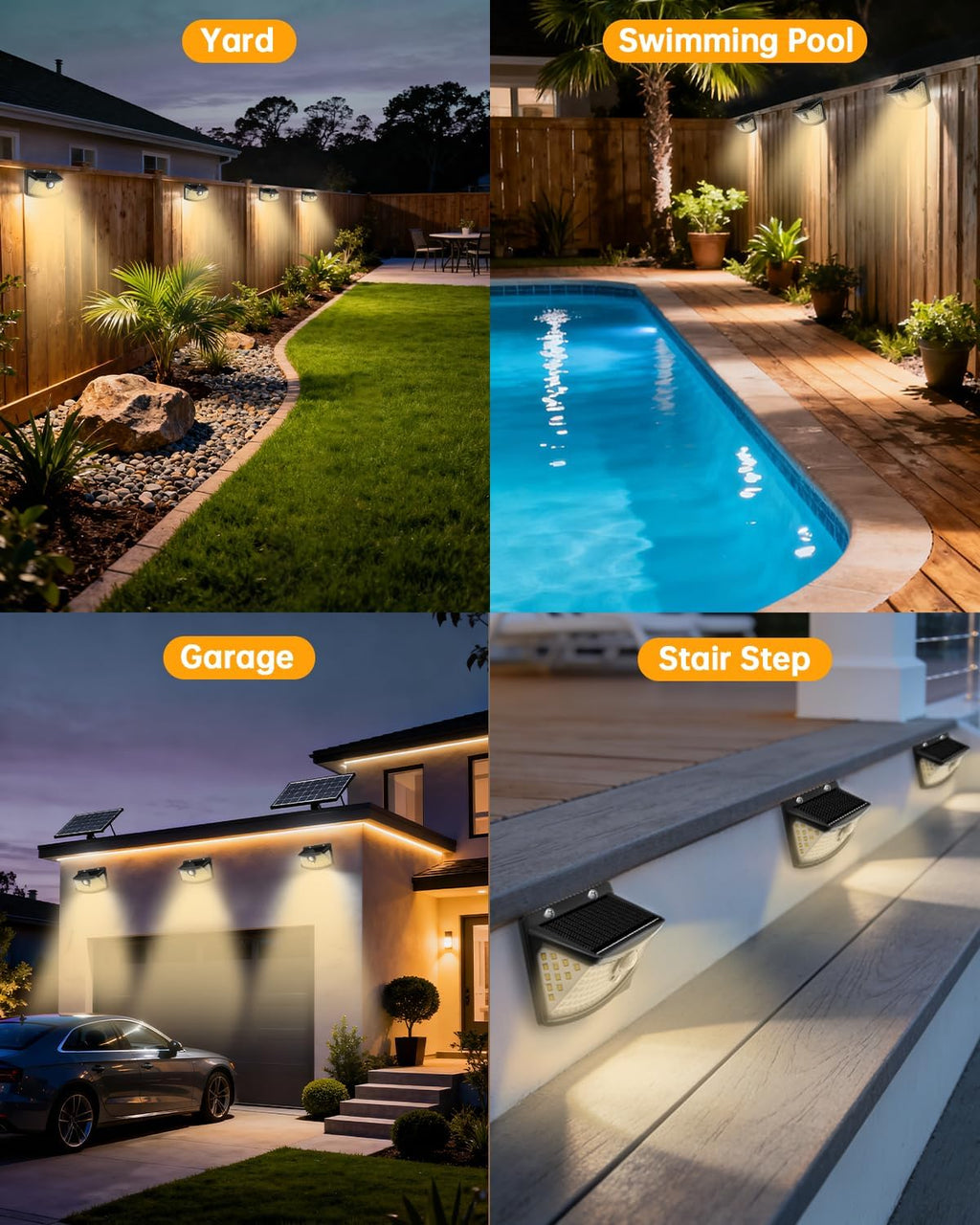 Aootek Solar Motion Sensor Lights Outdoor 120 LEDs, Black, 6 Pack