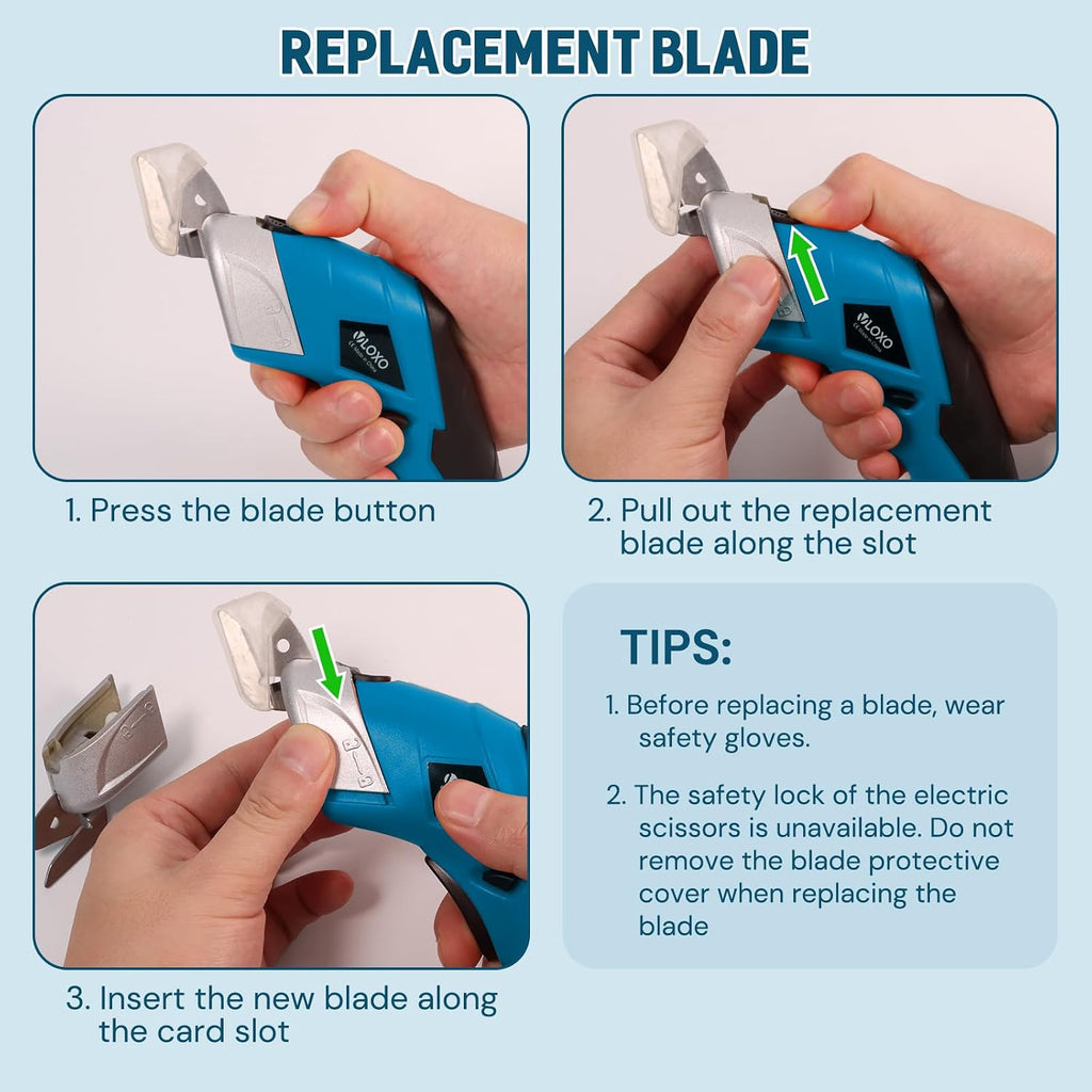 VLOXO Cordless Electric Scissors Super Scissors with 2 Types of Blades