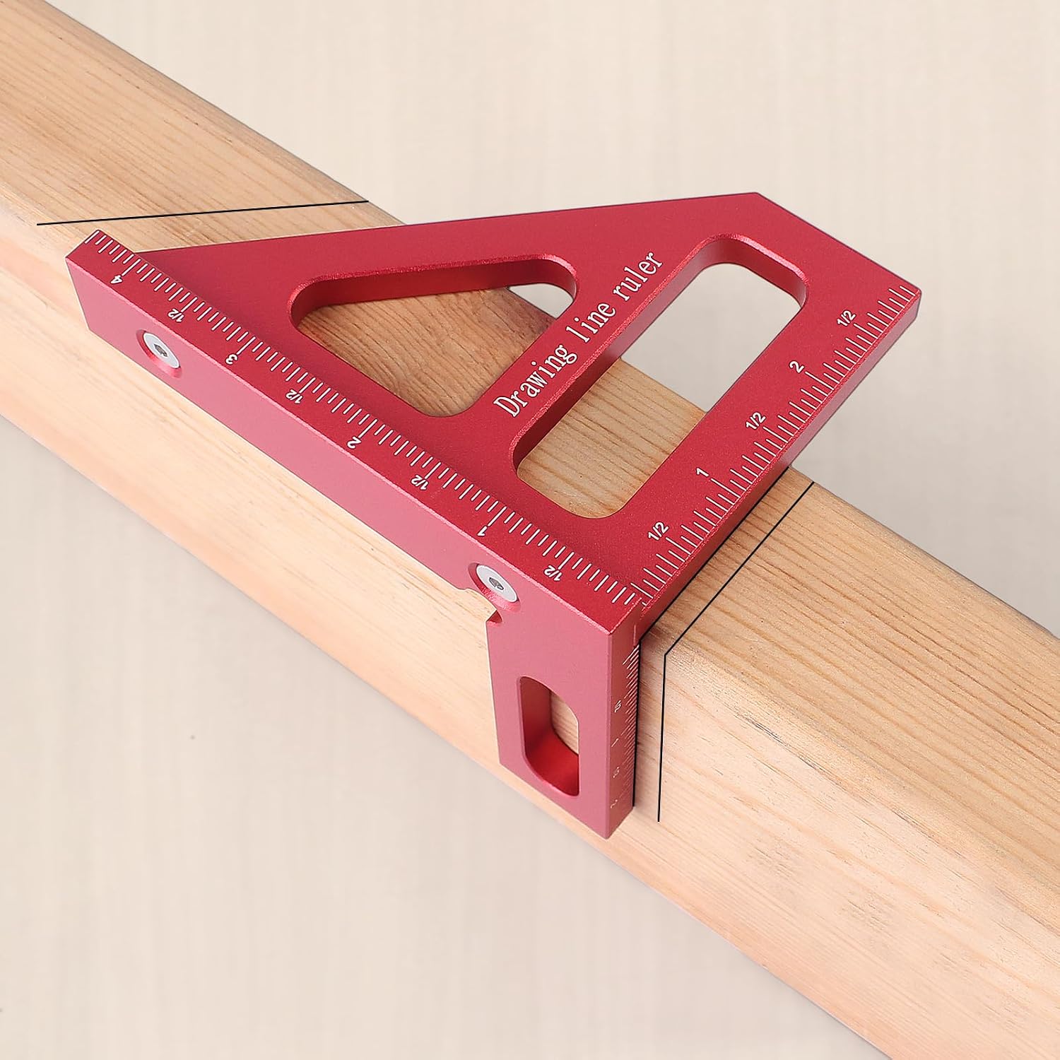 Imperial 3D Multi-Angle Measuring Ruler,45/90 Degree Aluminum Alloy Woodworking Square Protractor, Miter Triangle Ruler High Precision Layout Measuring Tool for Engineer Carpenter,003R