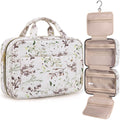 BAGSMART Toiletry Bag Travel Bag with Hanging Hook, Water-resistant Makeup Cosmetic Bag Travel Organizer for Accessories, Shampoo, Full-size Container, Toiletries (Beige Ditsy Floral, Large)