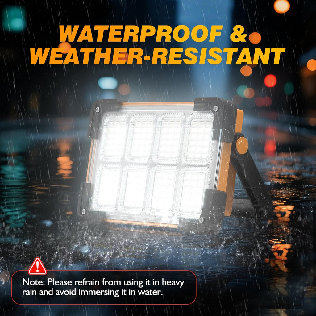 120W Solar Rechargeable 144 LED Work Light, 10000LM Flood Light