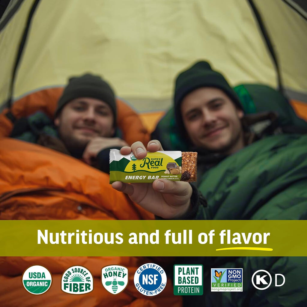 Kate's Real Food Organic Energy Bars Peanut Butter Dark Choc (Pack of 12)