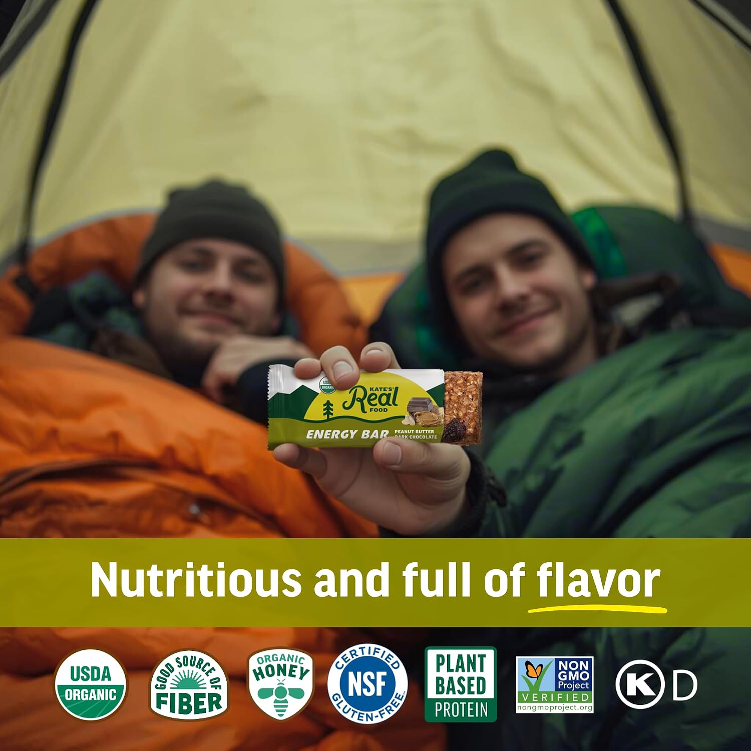 Kate's Real Food Organic Energy Bars Peanut Butter Dark Choc (Pack of 12)