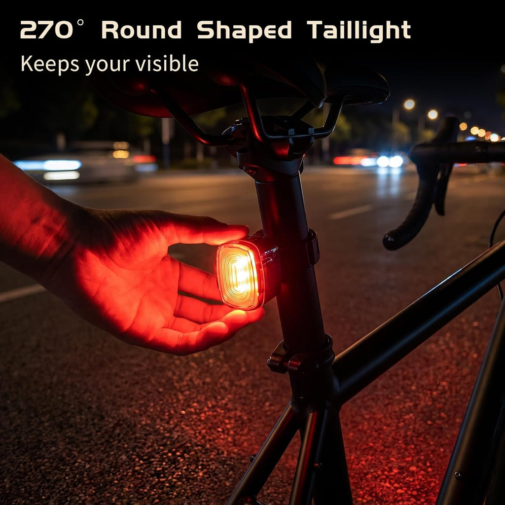 Bike Lights for Night Riding, Rechargeable Bicycle Light Front and Back, IP66 Waterproof, 4+6 Modes Headlight Taillight Set for Safety Urban Commuting