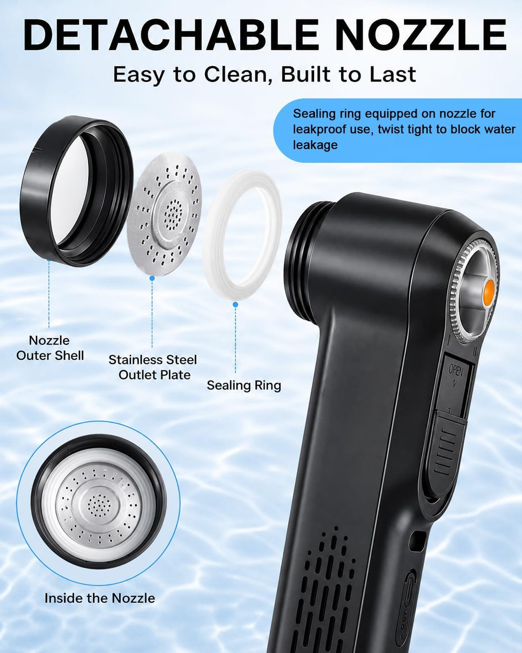 Portable Bidet for Travel, Electric Rechargeable Bidet with 1600mAh Battery, 2.5L Tank, Dual Spray Modes (Jet/Shower), IPX6 Waterproof Personal Bidets for Home, Bathroom, Women, Men