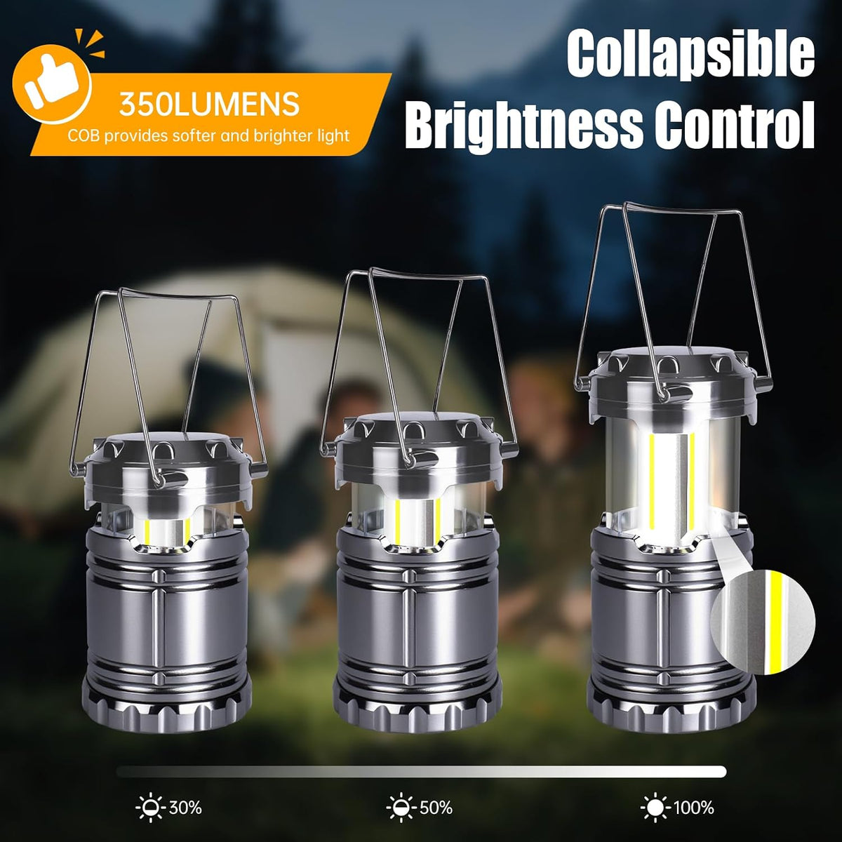 KUNHE LED 60 Pack Camping Lantern Battery-Operated (Includes 180 AA Alkaline Batteries) 350 lumens IPX4 Waterproof Lanterns for Power Outages Emergency Hurricane Storm Outdoor Camping