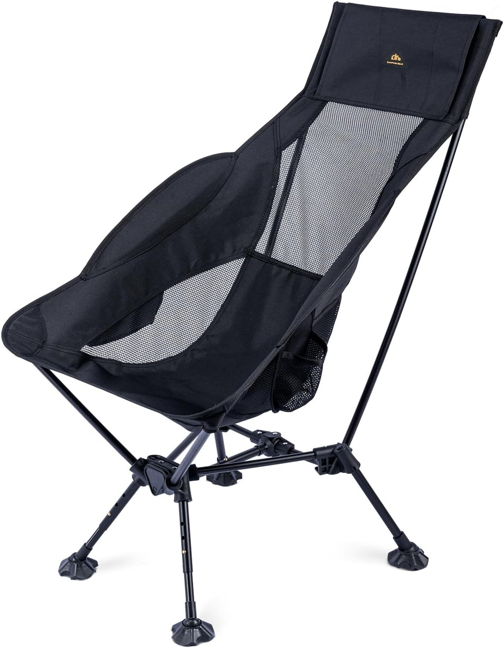iClimb Ultralight Compact Folding Anti-Sinking Chair, High Back, Black
