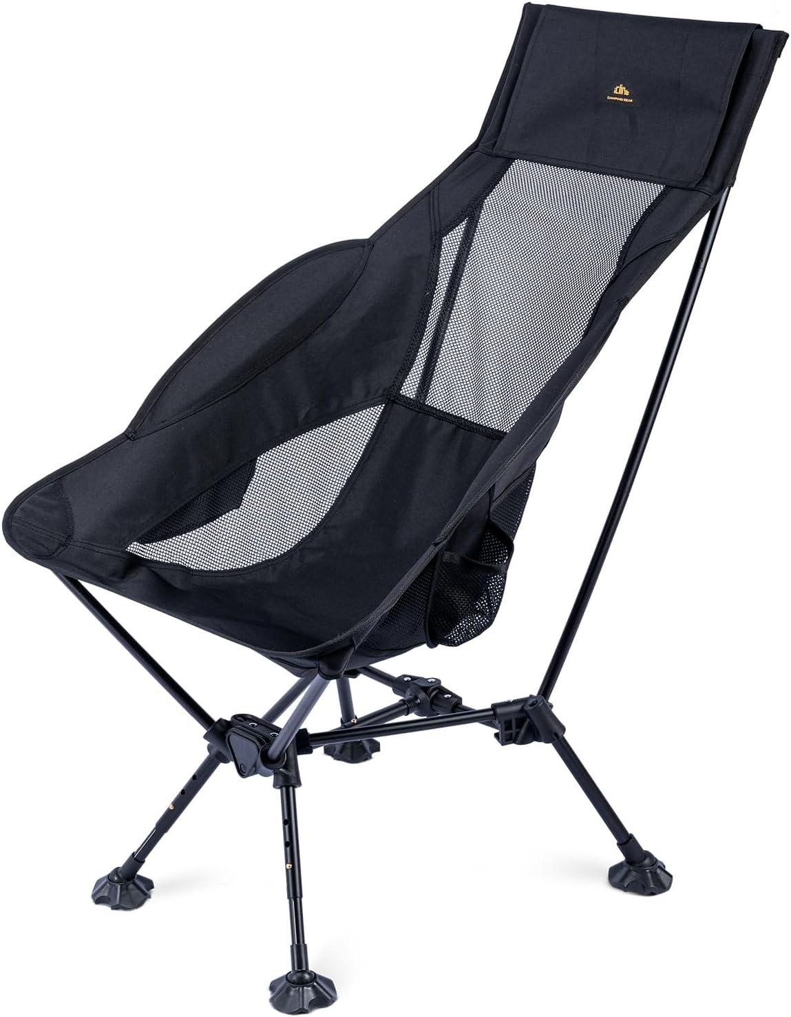 iClimb Ultralight Compact Folding Anti-Sinking Chair, High Back, Black