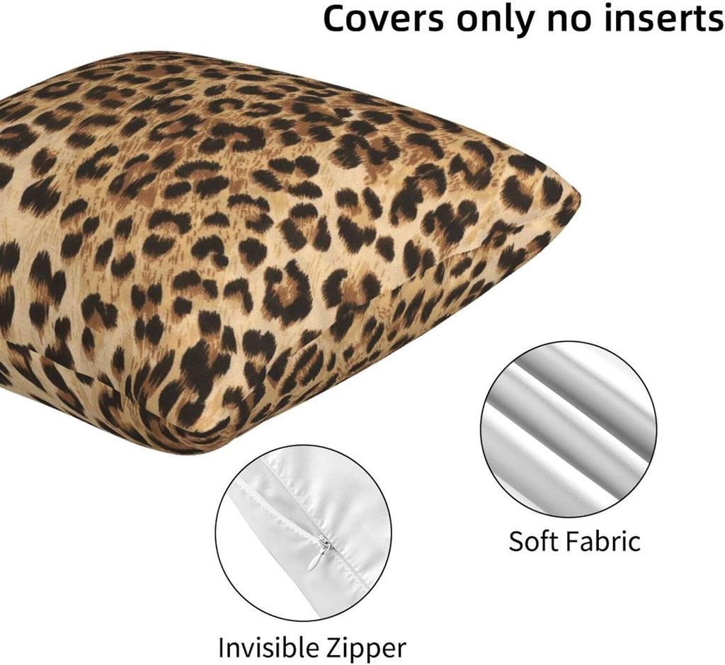 Leopard Print Pillow Covers 18x18 in Couch Cheetah Print Pillow Case Sets of 2 Modern Decorative Square Throw Pillows for Home Living Room Bedroom Bed Cushion