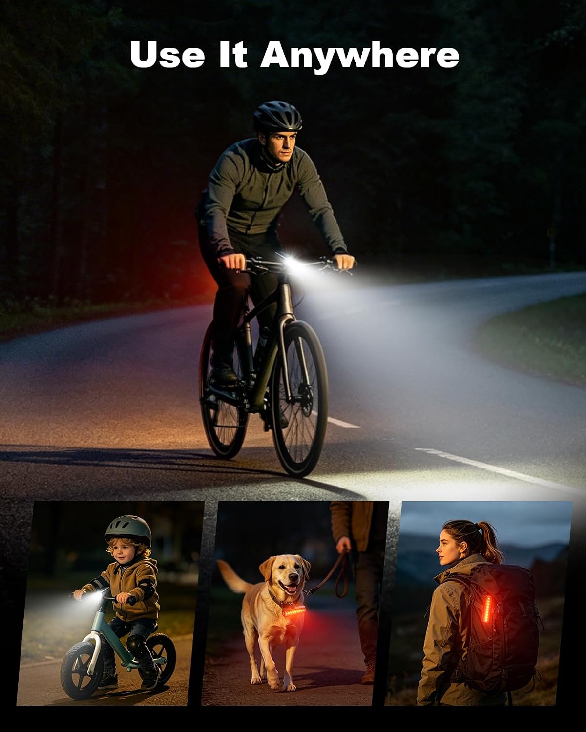Zewdov High Lumen Super Bright Bike Lights for Night Riding, Adjustable Modes Bicycle Lights Front and Rear, IP65 Waterproof & Rechargeable Bike Headlight and Taillight Set for Cycling Electronics