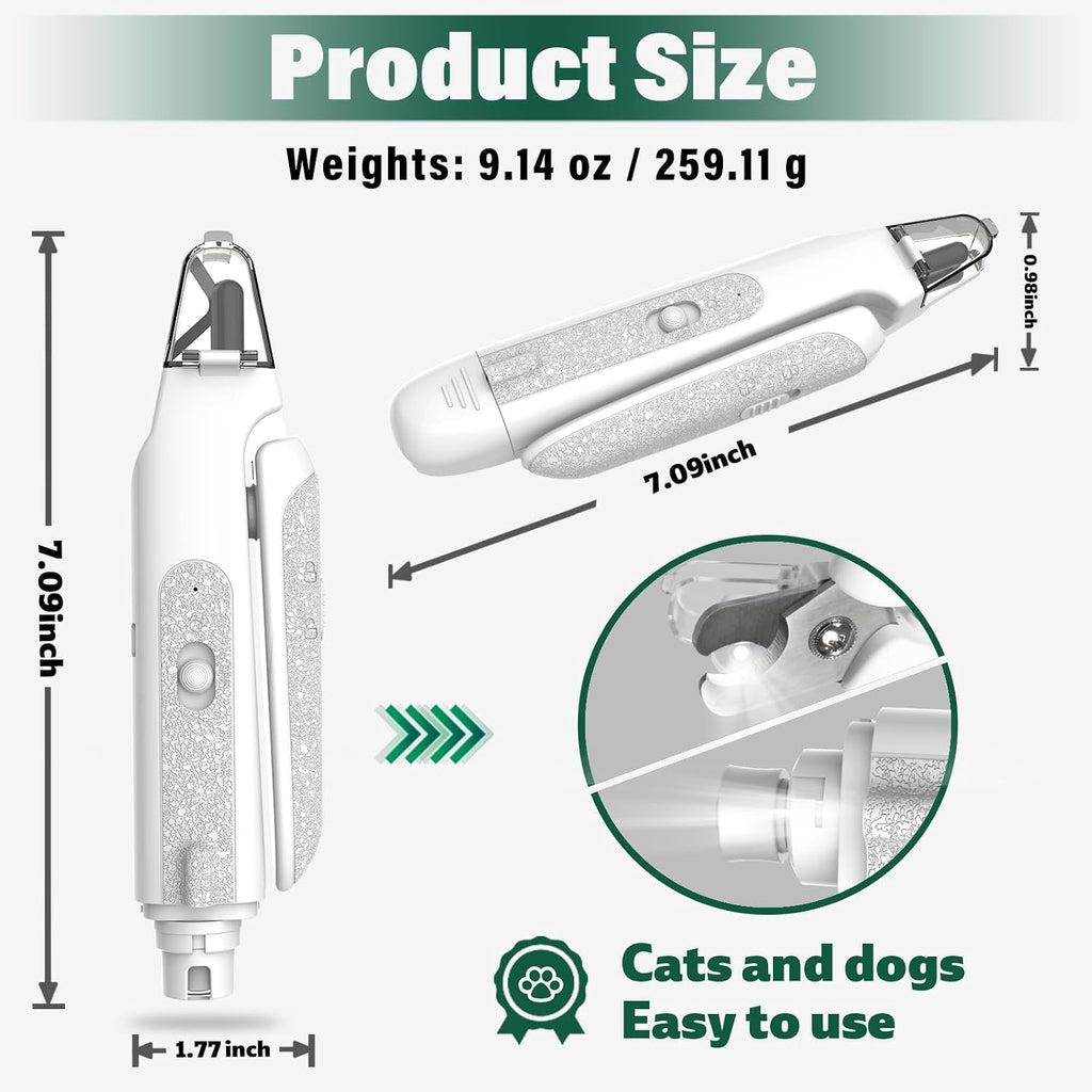 CATPICK 2-in-1 Cat & Dog Nail Clippers with Grinder and Dual LED Lights