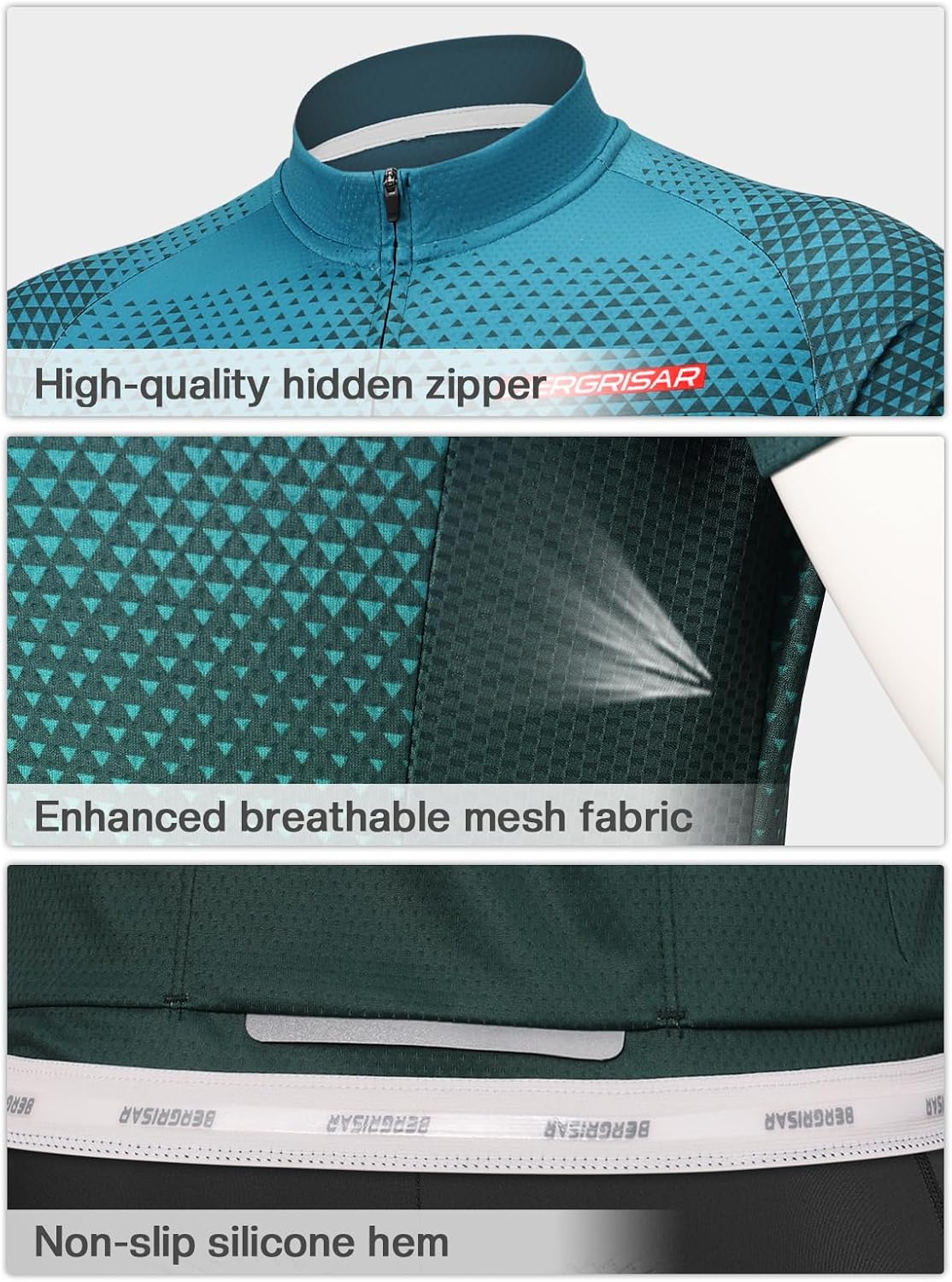 BERGRISAR Men's Cycling Jerseys Short Sleeves Bike Shirt