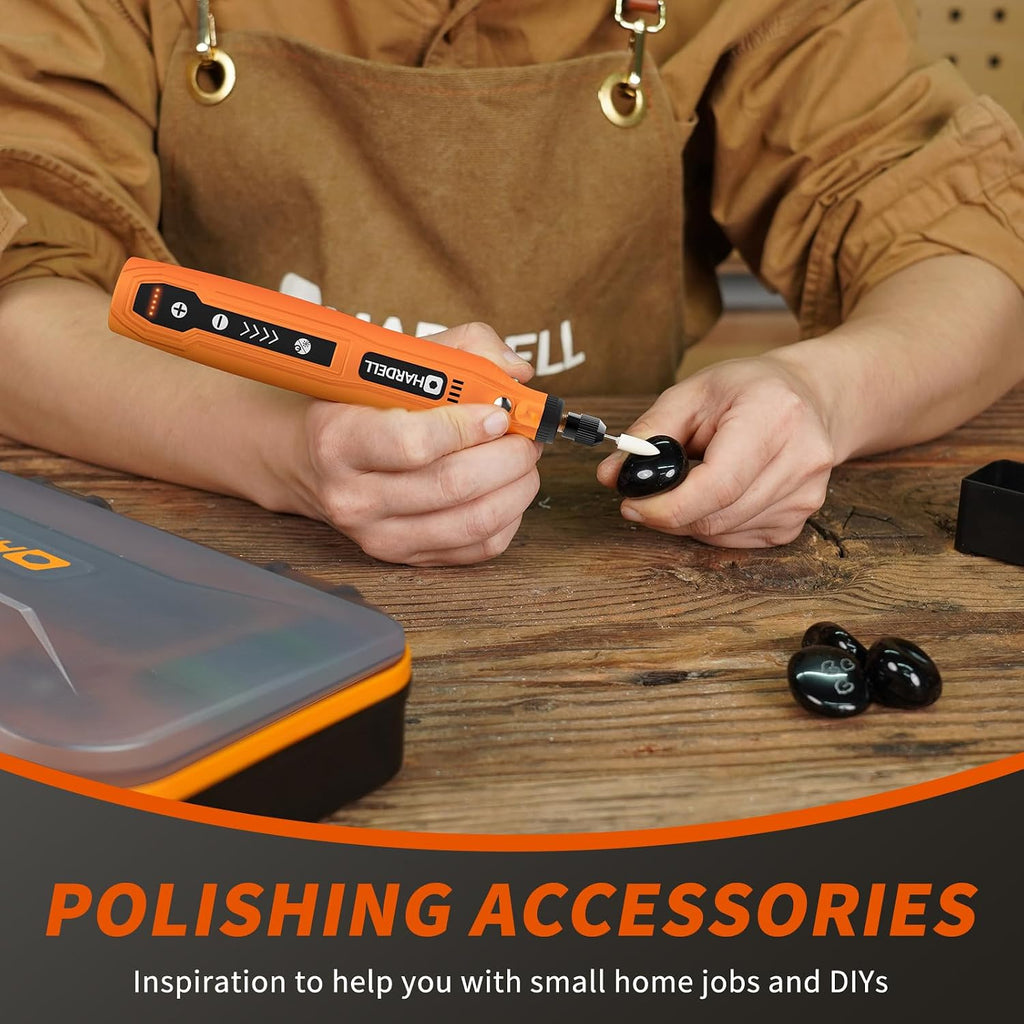 HARDELL Mini Cordless Rotary Tool, 5-Speed and USB Charging with storage case, Multi-Purpose 3.7V Power Rotary Tool for Sanding, Polishing, Drilling, Etching, Engraving, DIY Crafts