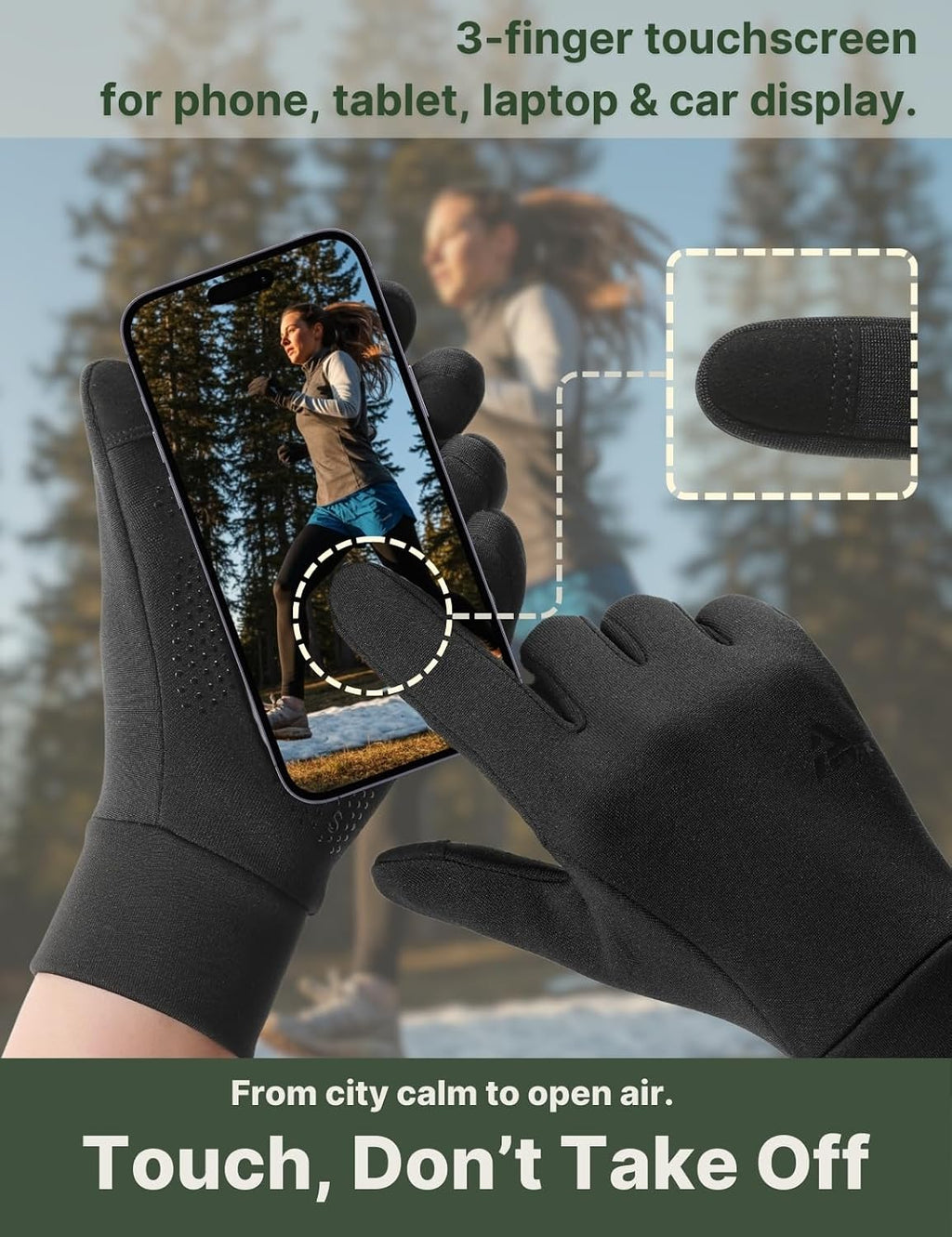 Lightweight Running Winter Gloves Touch Screen Gloves Liners for Cycling Biking for Men Women