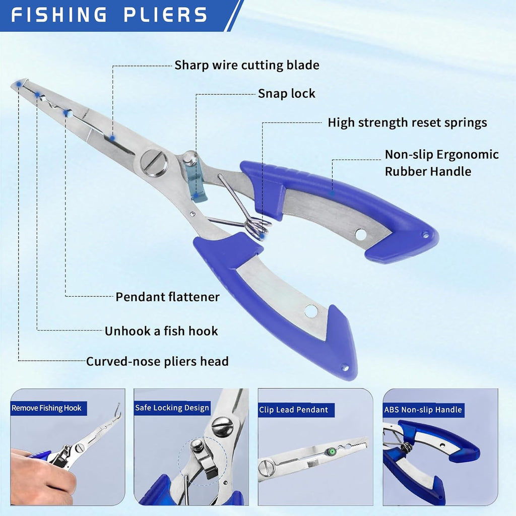 XBLACK Fishing Tool Kit Fishing Pliers Fish Gripper Fishing Scale Fish Grip Tools Set Saltwater Resistant Fishing Gear
