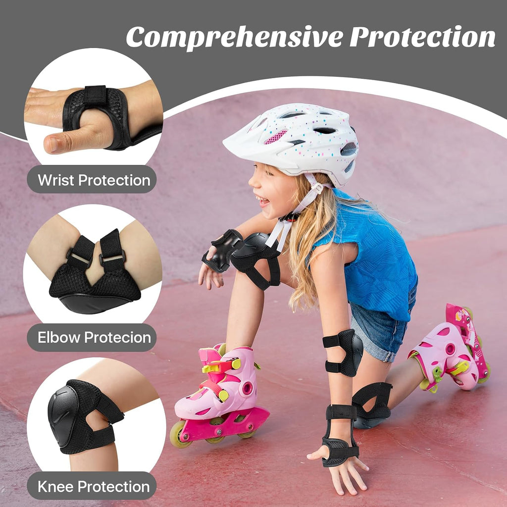 CKE Toddler Knee Pads and Elbow Pads with Wrist Guards for Kids, Black S