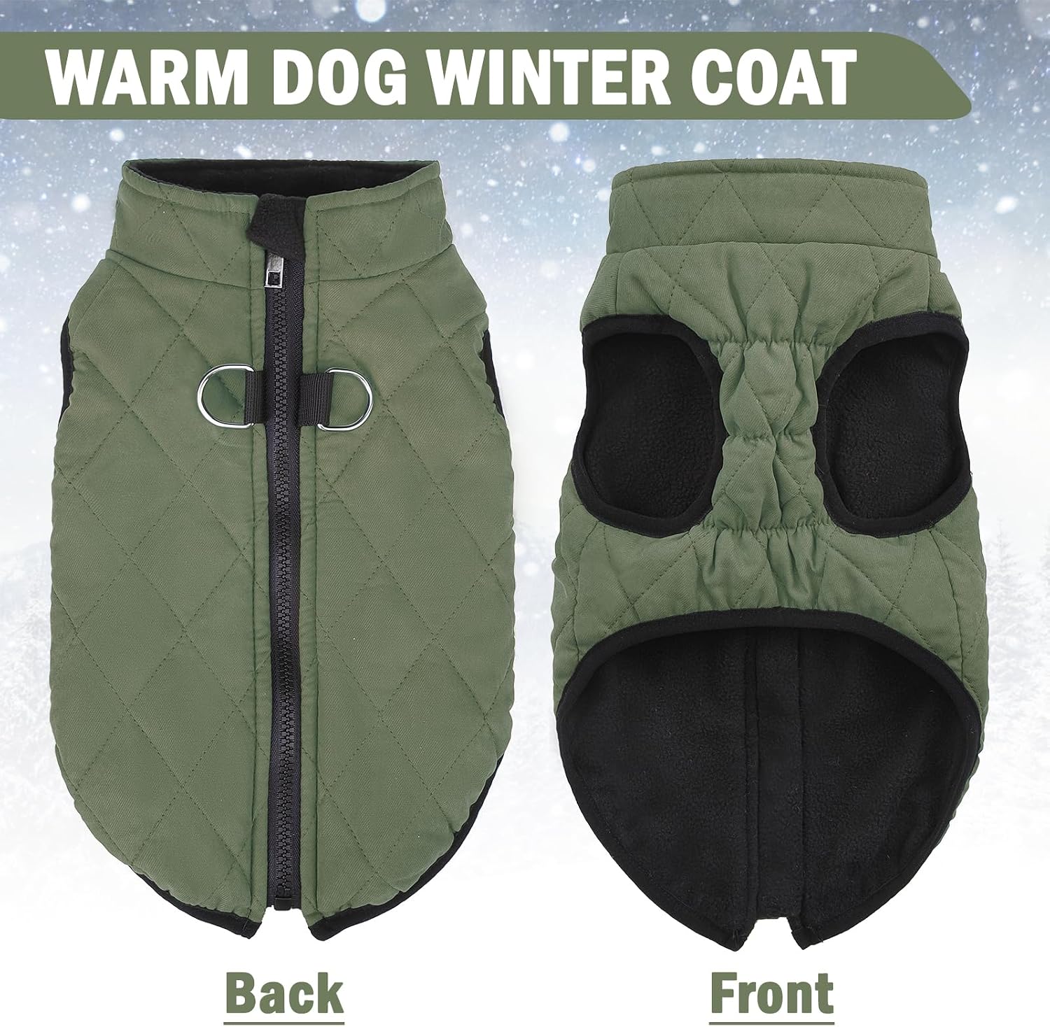 SCENEREAL Winter Dog Vest Coat with Harness Built in