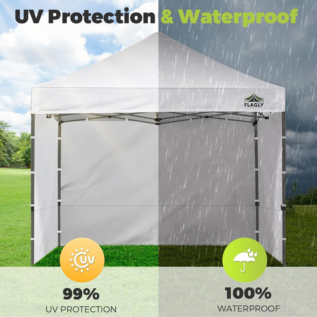Instant Canopy Sidewalls for Pop Up Canopy Tent, 300D Waterproof Material for Outdoor Events, Vendor Booths, and Privacy (Sidewalls Only) (White, 10x10ft-3pcs)