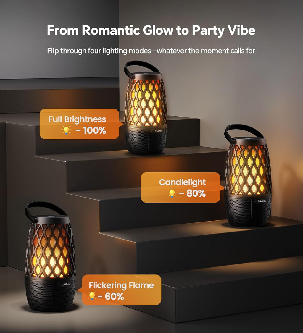 Outdoor Speakers with Ligths Gifts for Men Multi-Sync up to 100 Speakers | IPX5 Waterproof, HD Stereo Sound, Auto-Pairing, House Warming Gifts, Lanterns for Camp|Patio|Pool|Yard, Cool Stuff
