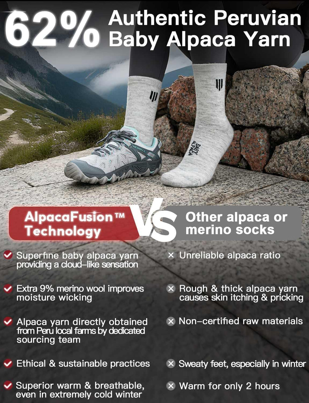 Juclise Baby Alpaca Wool Lightweight Micro Crew Socks for Men & Women