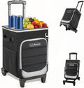 INSMEER 2-in-1 Rolling Cooler with Wheels, 60 Cans Collapsible Soft Sided Cooler on Wheels, Hard Top with 2 Cup Holders, Insulated 100% Leakproof Wheeled Cooler Bag for Beach Camping Outdoor