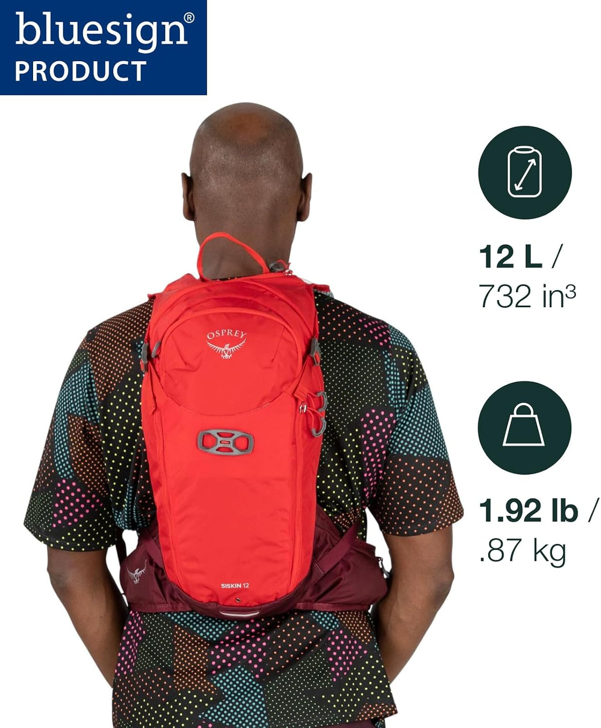 Osprey Siskin 12L Men's Biking Backpack with Hydraulics Reservoir, Black
