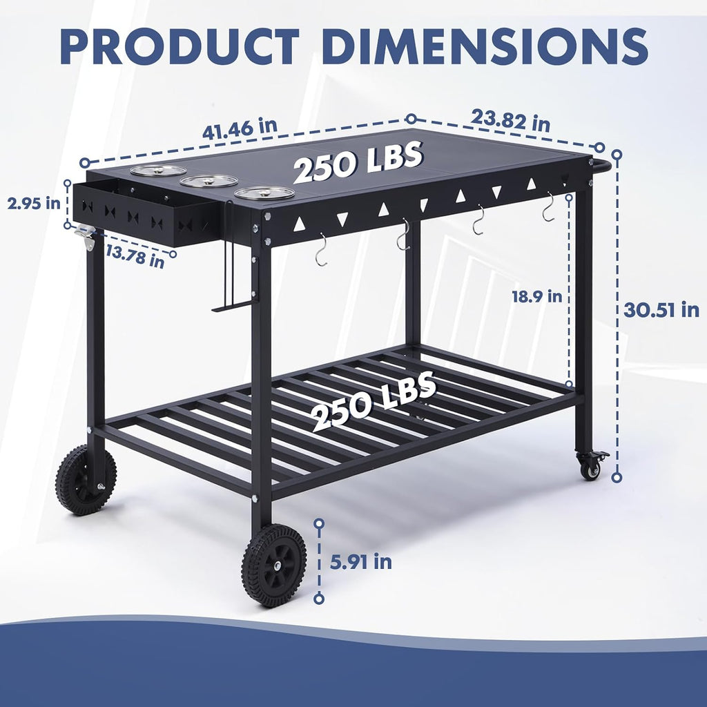 Outdoor Grill Cart Grill Table with Wheels