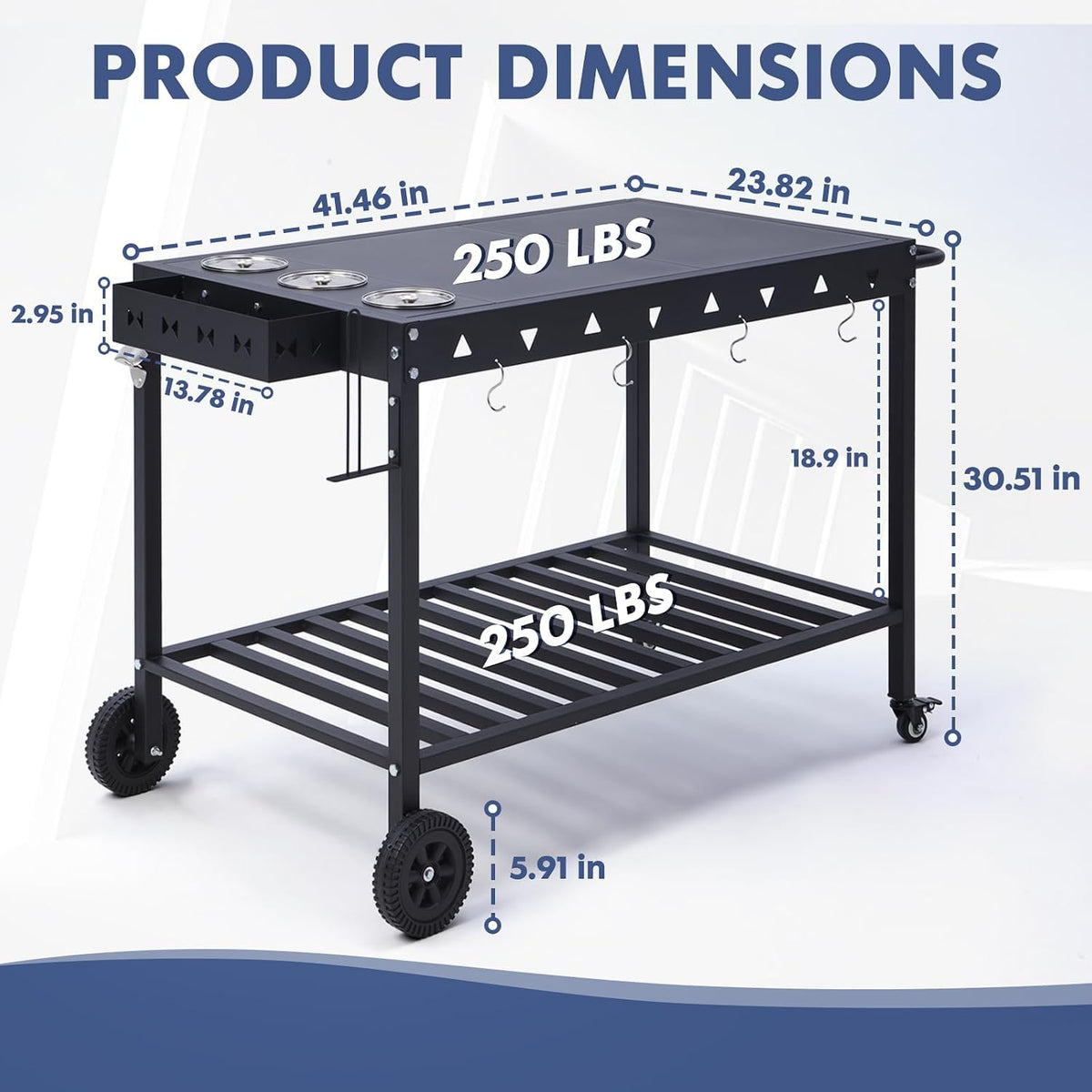 Outdoor Grill Cart Grill Table with Wheels