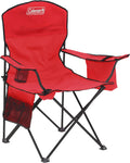 Coleman Portable Camping Chair with 4-Can Cooler, Cushioned Seat & Back with Side Pockets & Cup Holder, Carry Bag Included, Great for Camping, Tailgating, Firepits, Patio, & More