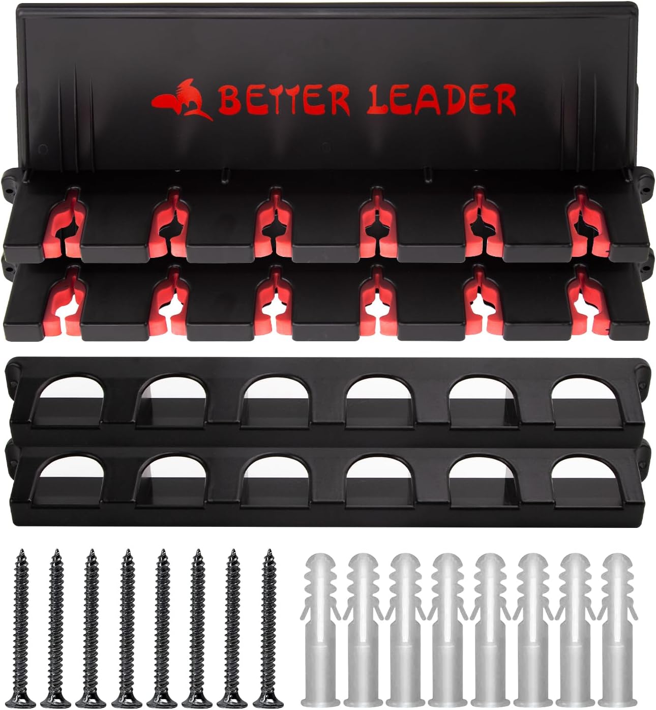 2 Pack Vertical Fishing Rod Holder for Garage, BETTER LEADER Fishing Pole Holders- Holds Up to 12 Rods or Combos, Wall Mount Fishing Pole Rack, Fits Most Rods of Diameter 3-19mm, Fishing Gifts for Men